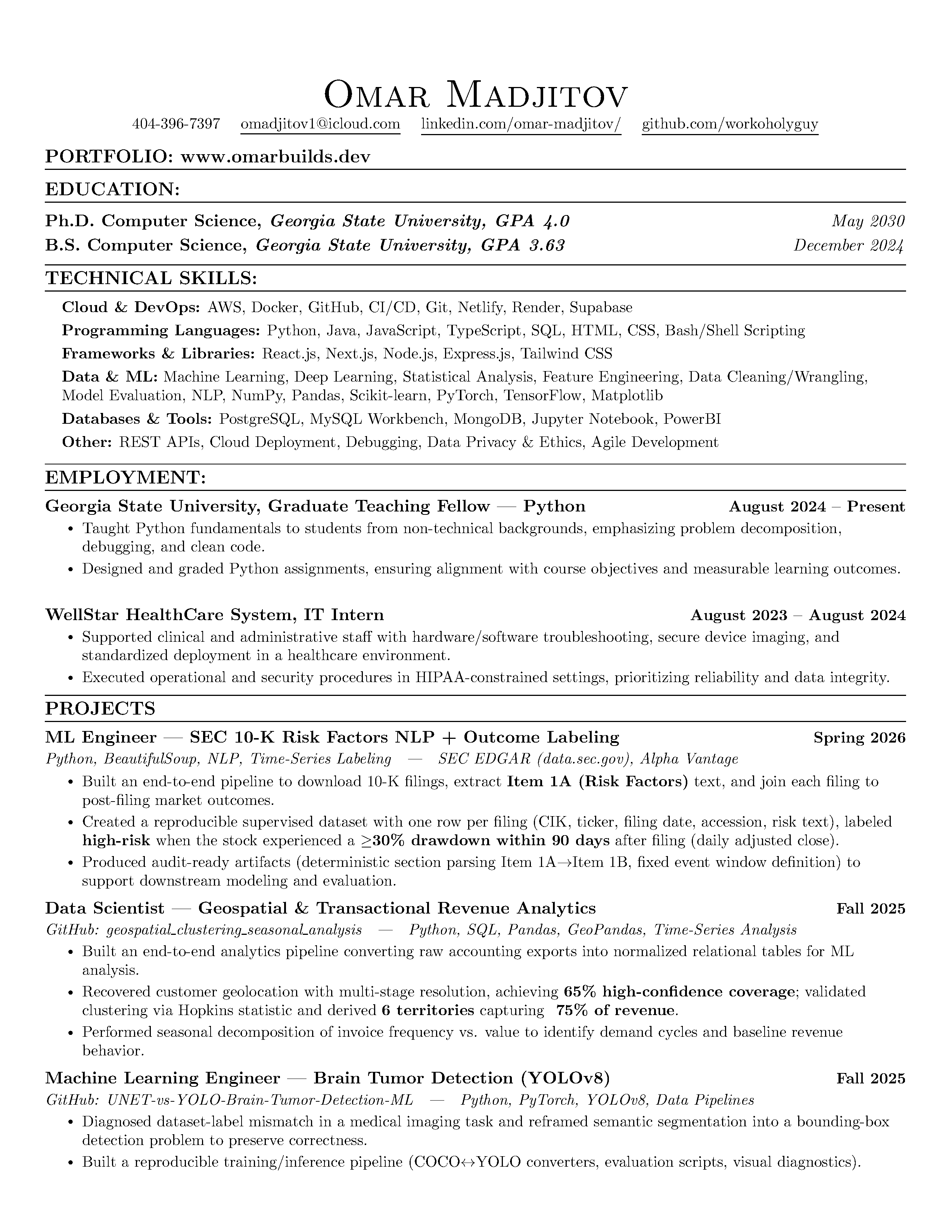 Omar Madjitov Resume